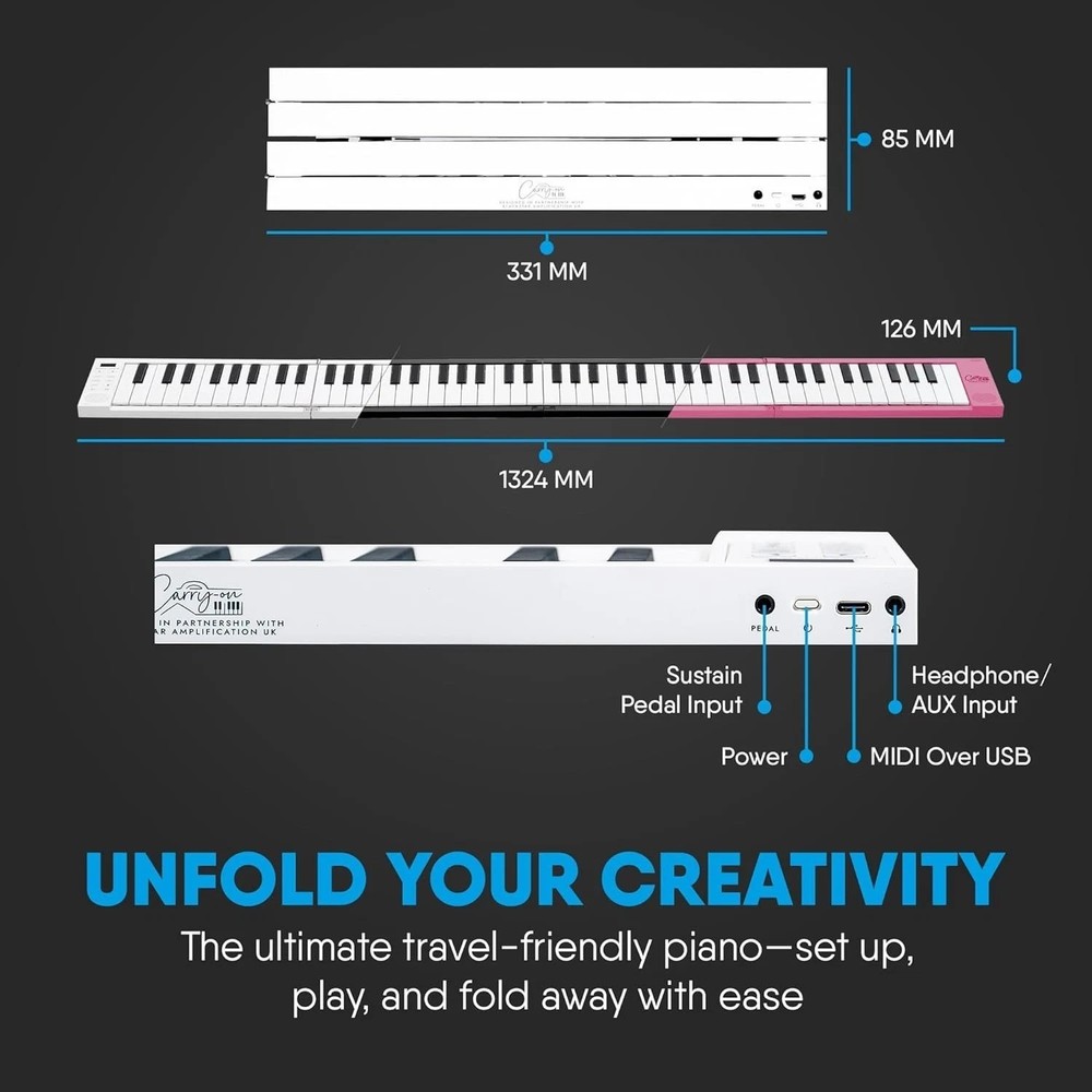 Folding Digital Piano w/ Rechargeable Battery