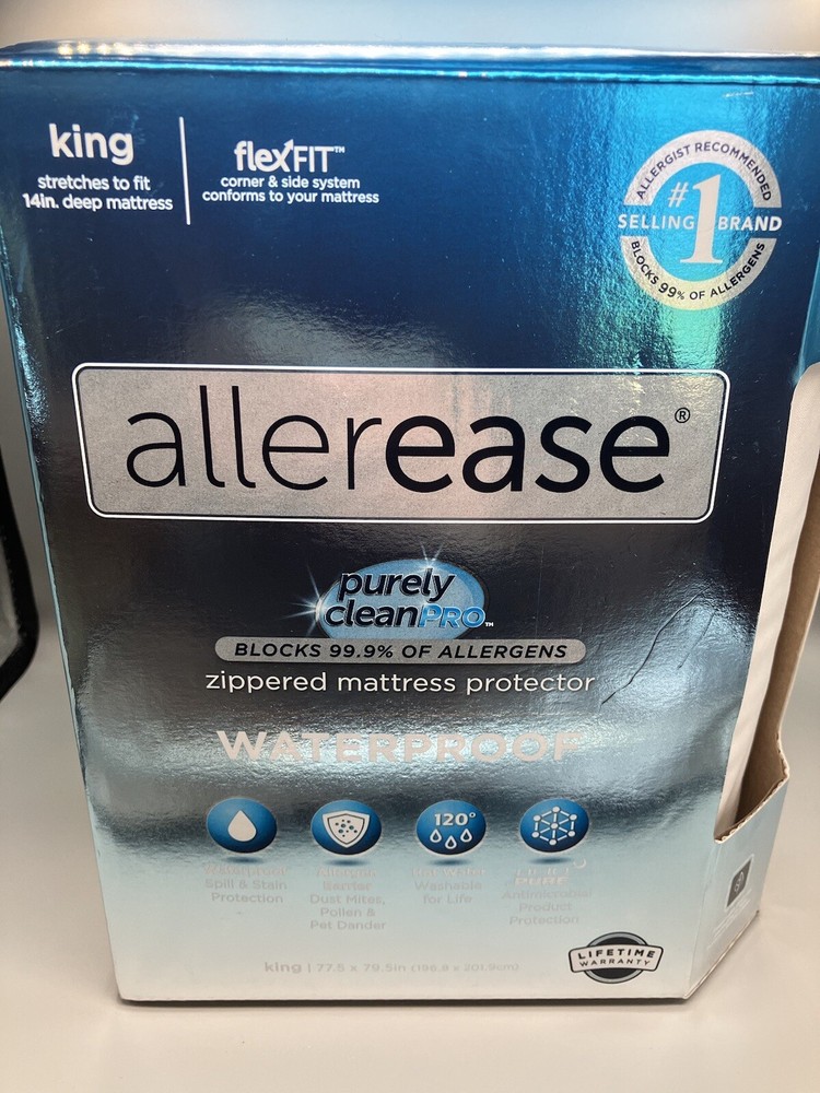Zippered Mattress Protector, Waterproof Allerease Cover, King New
