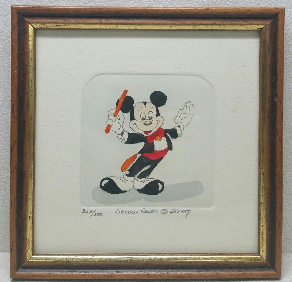 Sowa and Reiser Disney Mickey Mouse Hand Etching Framed Signed Numbered 335/500