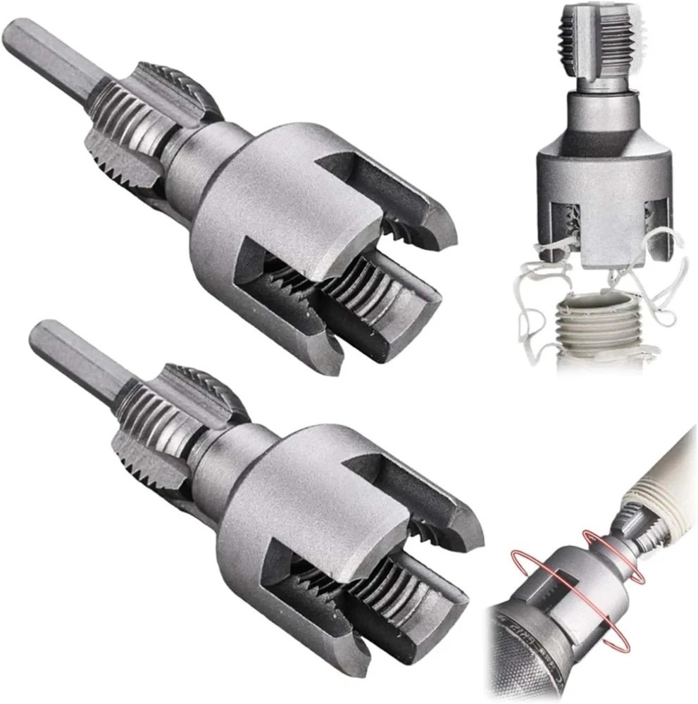 2Pcs 1/2'' 3/4'' Water Pipe Threading Tool Integrated Internal & External Pipe