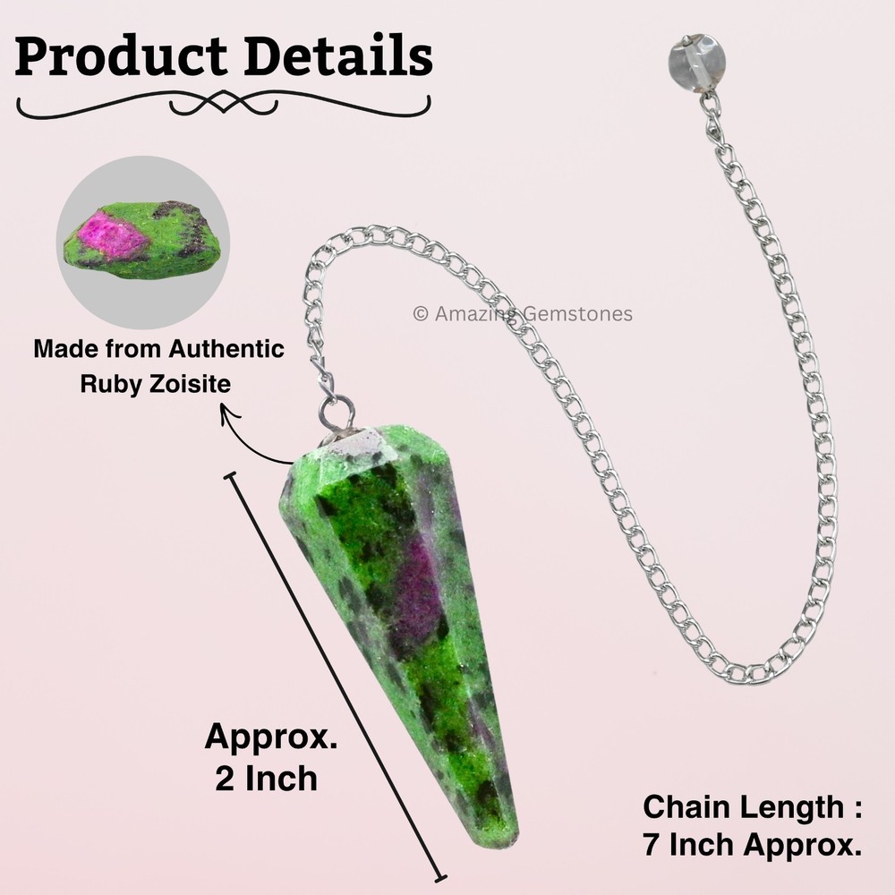 Ruby Zoisite Dowsing Crystal Pendulum