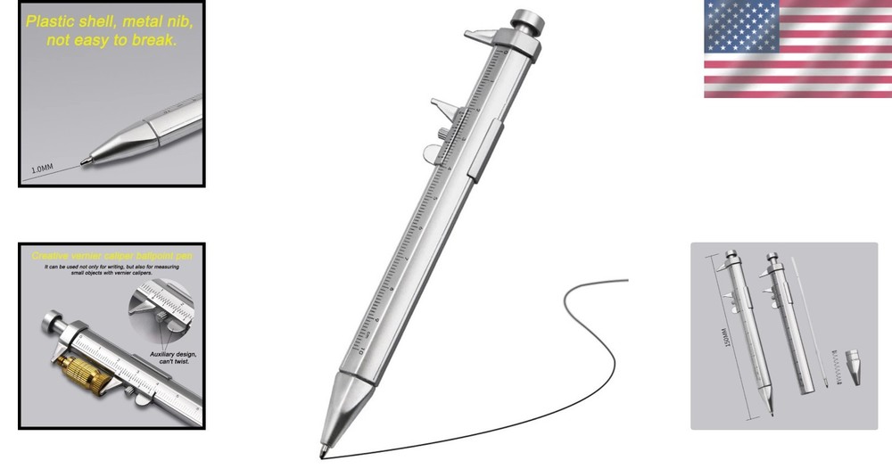 Dual Function Vernier Caliper & Ballpoint Pen - Perfect for Students and Pros