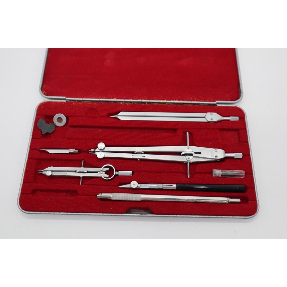 Riefler Drafting Tool Set in Case - Vintage German Engineering Drawing Compass