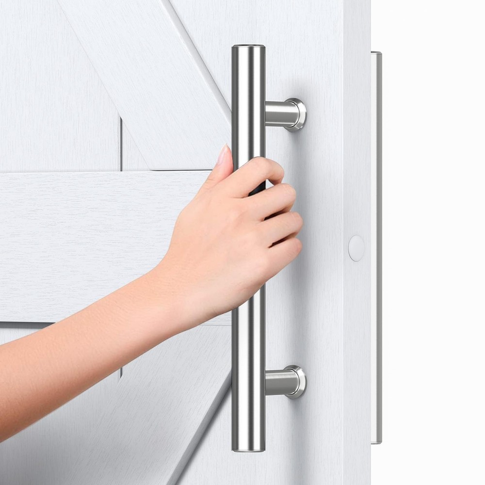 SMARTSTANDARD 12" Push Pull Sliding Stainless Steel Barn Door Handle Set 2 Pack