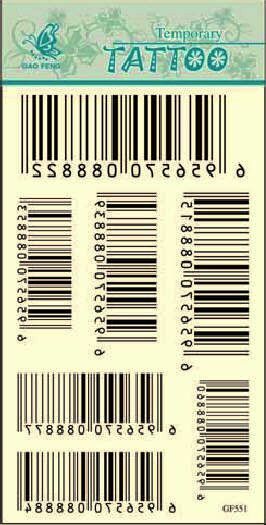 Black Bar code Pattern - Body Art Temporary Tattoo Sticker GF551