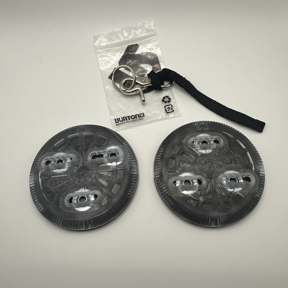 New Burton Snowboard Binding 3D Baseplate Padded Discs Pair & Pad Leash