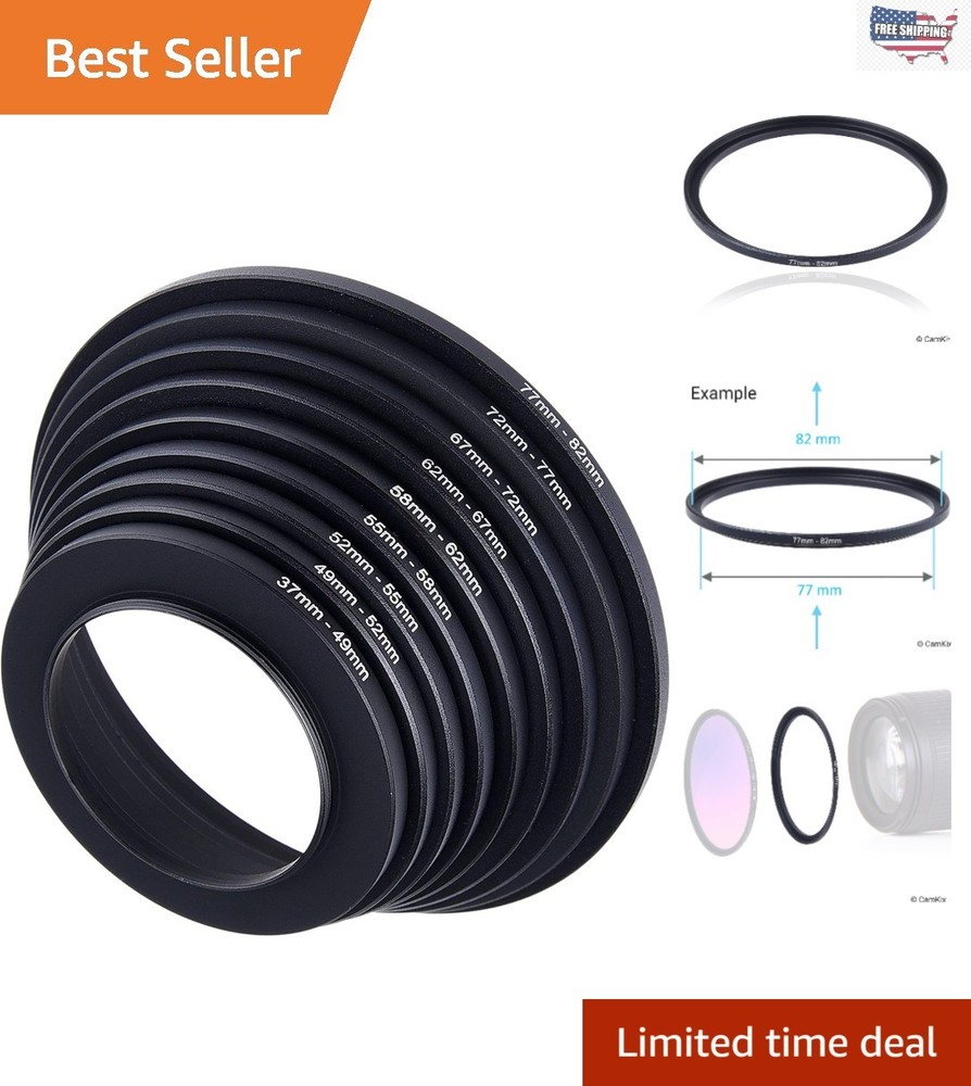 Versatile 9-Piece Step Up Lens Filter Adapter Rings for Maximum Compatibility