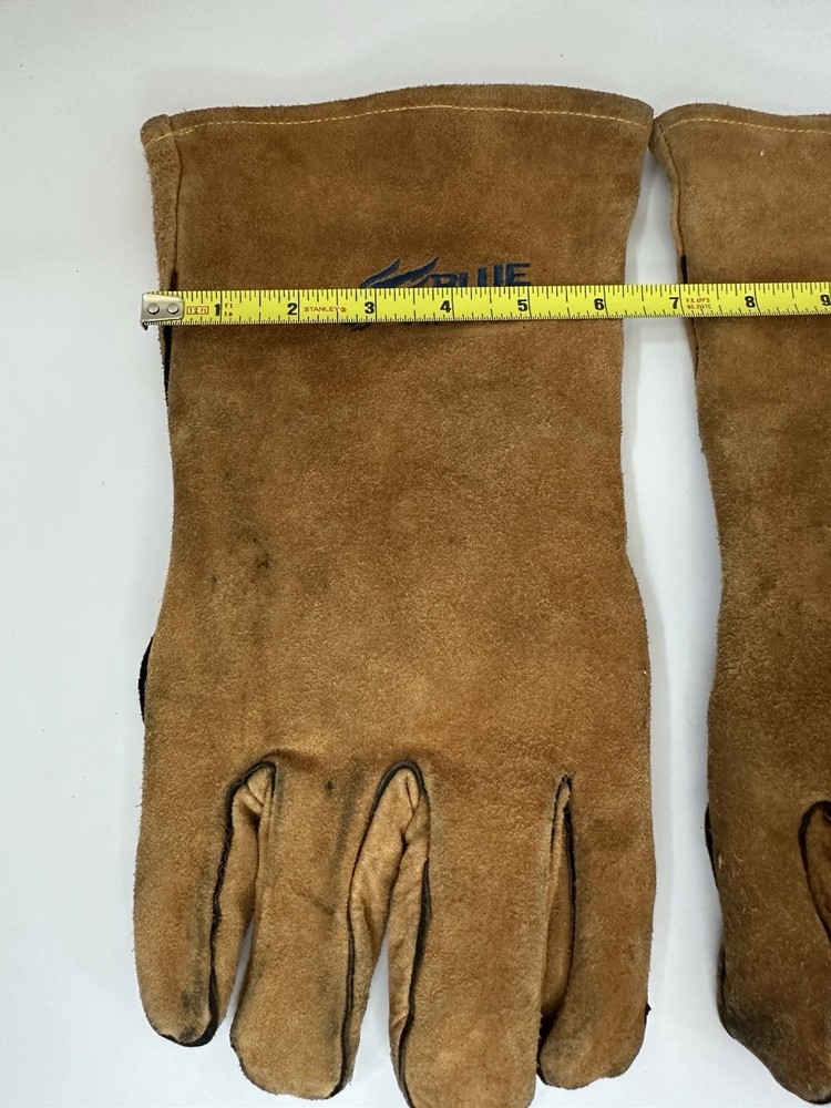 Welding Gloves Blue Hawk Leather One Size W/ Cotton Lining