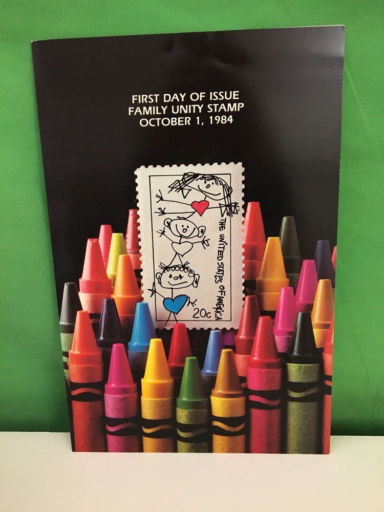 Family Unity Stamp, crayons, First Day of Issue Ceremony Program, Oct 1984