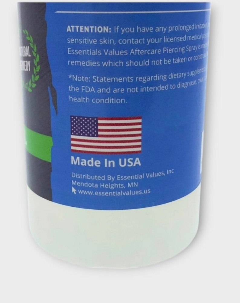 Essential Values Piercing Aftercare Spray (8 OZ per Bottle) - Natural & Gentle