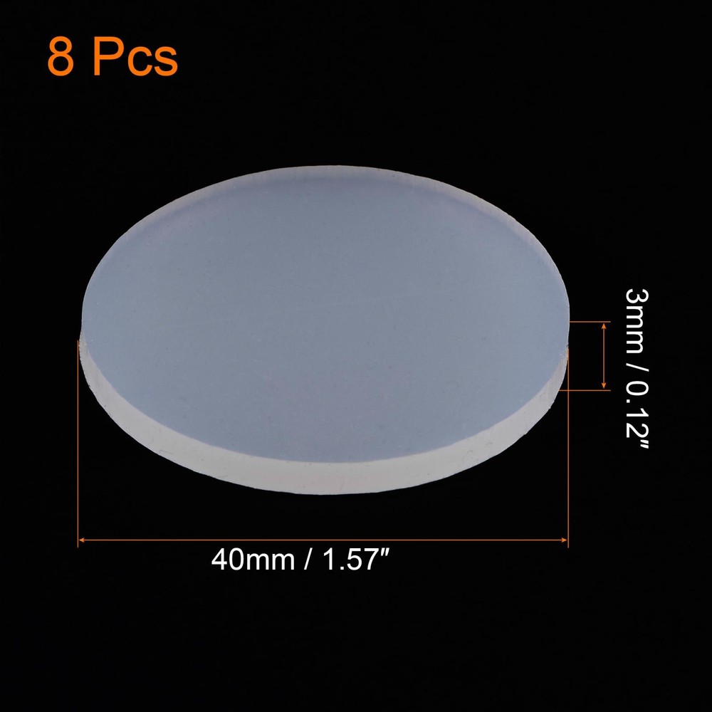 8pcs Silicone Rubber Sheet Gaskets 40mm OD 3mm Thick Round Solid Washer, White
