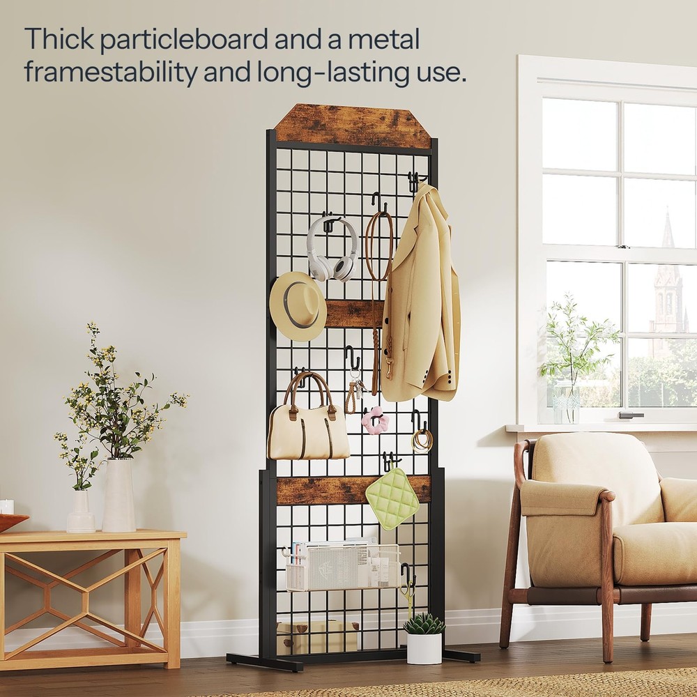 Grid Wall Panel 1.7' x 5.6' Ft Grid Display Rack, Gridwall Panel Display Stan...