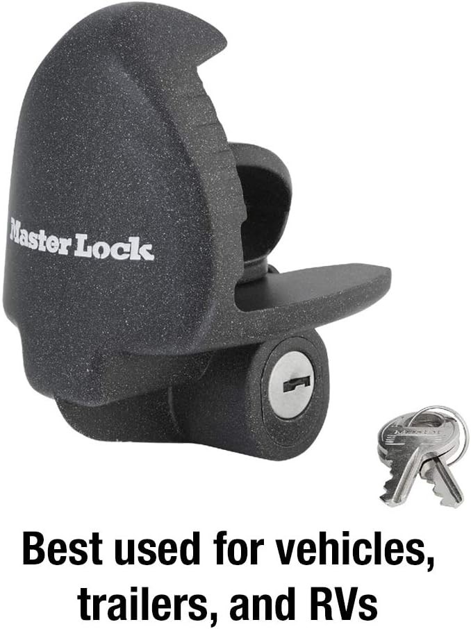 Master Lock Black Universal Size Trailer Hitch Lock, Trailer Coupler Lock