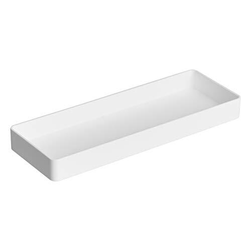 Rectangular Plastic Desk Organizer, Half Accessory Tray, White