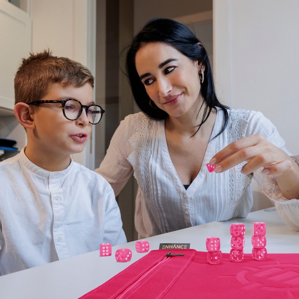 ENHANCE Roll on a Scroll™ Dice Rolling Mat & 12pc 6 Sided Dice Set