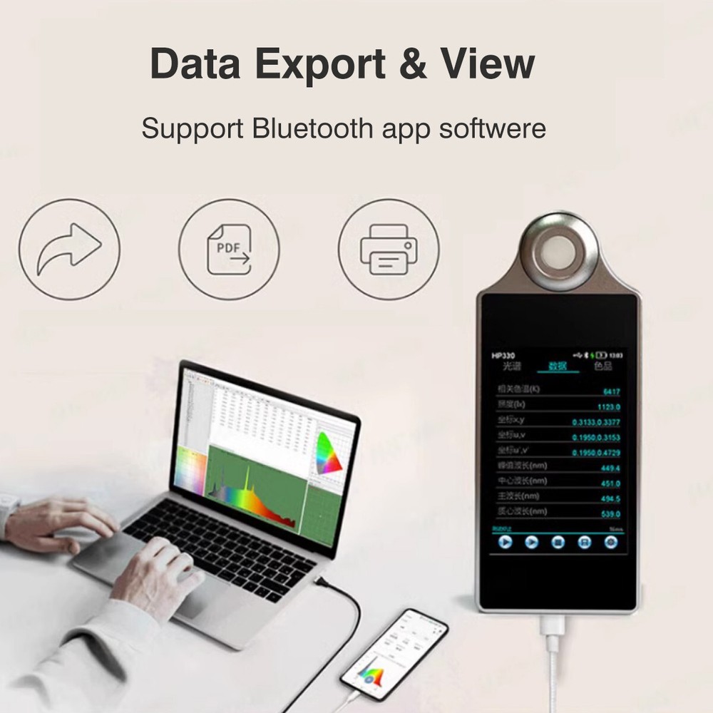 Spectrometer CCT Lux Light Meter Analyzer Spectrophotometer with Android APP
