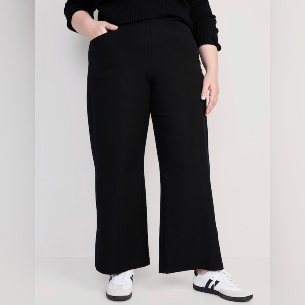NWT! Black High-Waisted Pull-On Pixie Wide-Leg Pants for Women - Size Large Tall