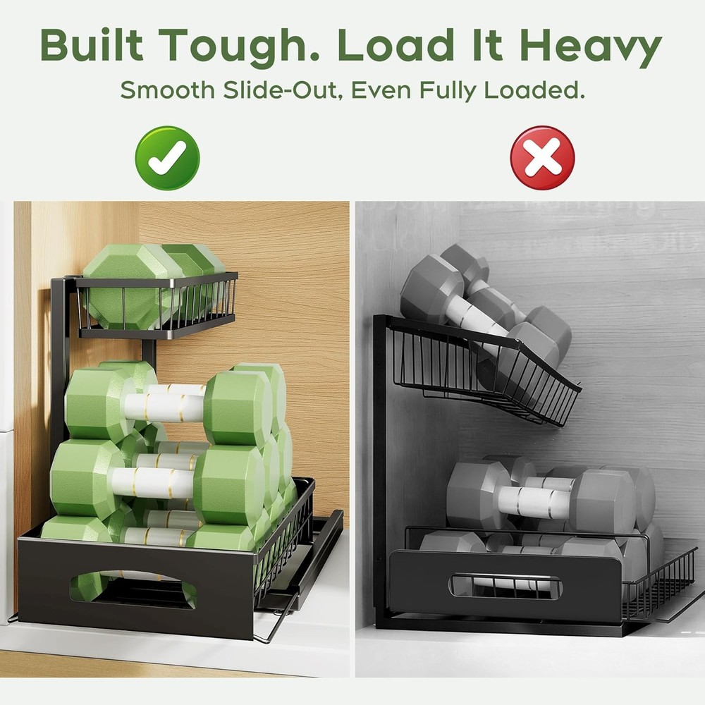 Under Sink Organizer 2 Pack Cabinet Organizer Kitchen Height Adjustable Pull Out