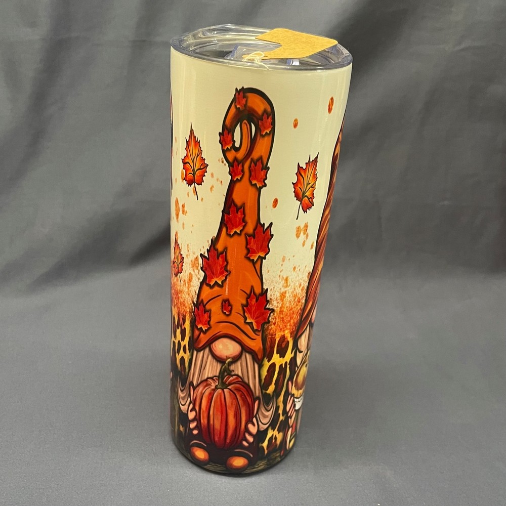 Knome Tumbler, 20 oz. Fall/Autumn pattern. 8"X3"