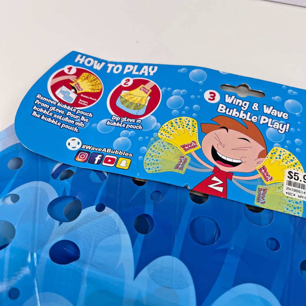 Wave-A-Bubbles 2-Pack Bubble Gloves By Zing • Blue Bird Character • NEW