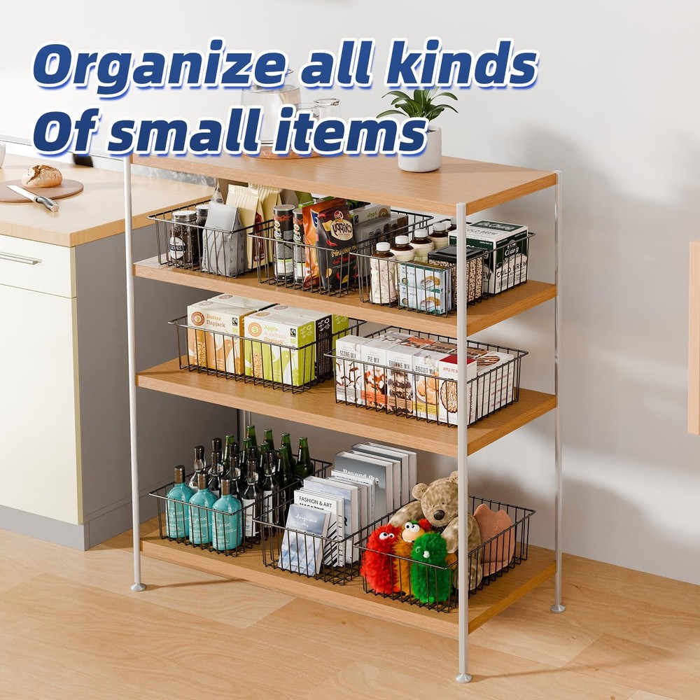 8 Pack Large Wire Baskets for Organization, Metal Pantry Storage Baskets for ...