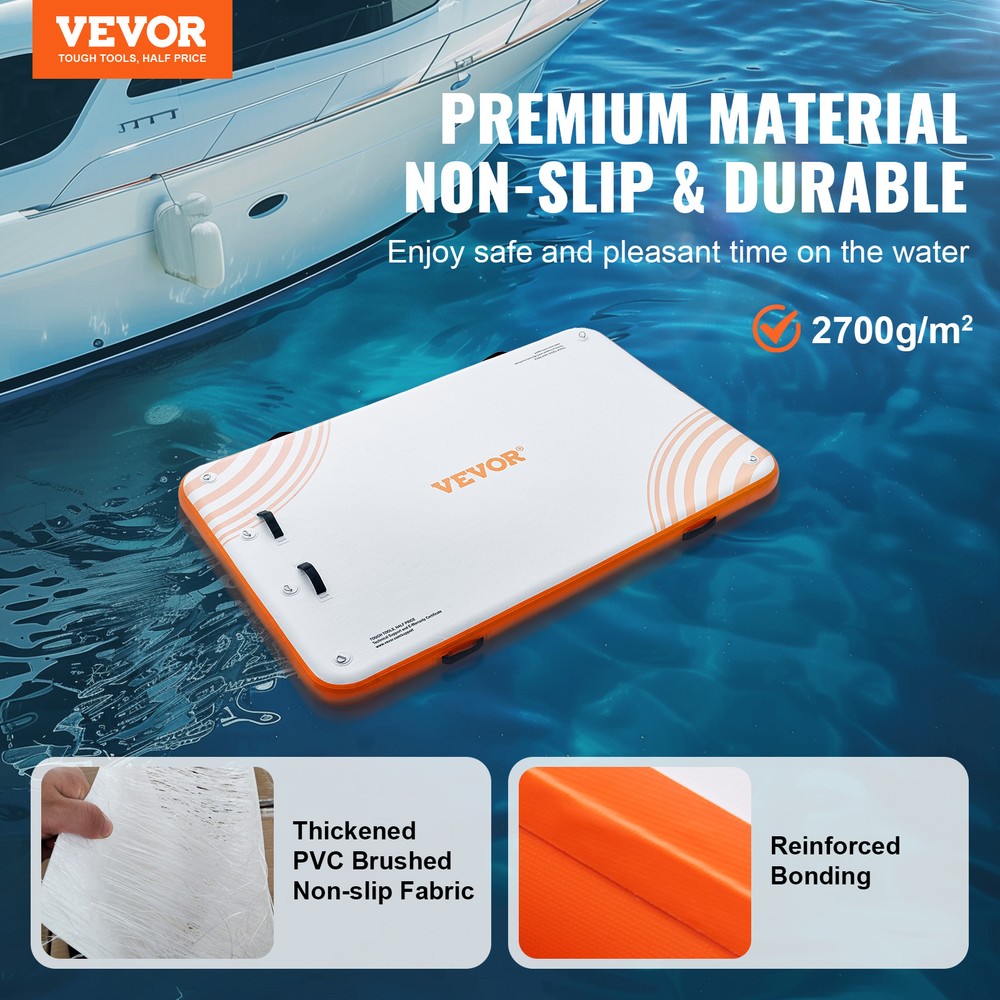 VEVOR Inflatable Floating Dock 8x5FT Inflatable Dock Platform Mat with Ladder