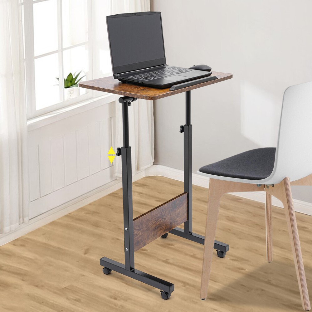 Adjustable Height Standing Desk Portable Rolling Computer Stand with 4 wheels
