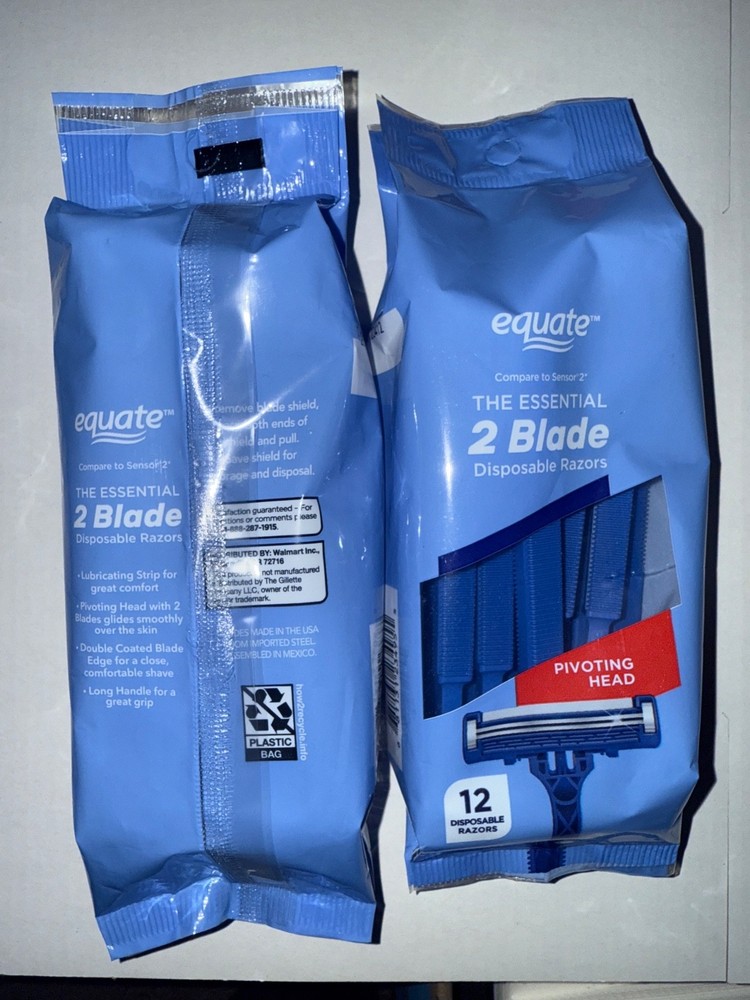 equate 2blade. 12 ct disposable razor (pack 2)