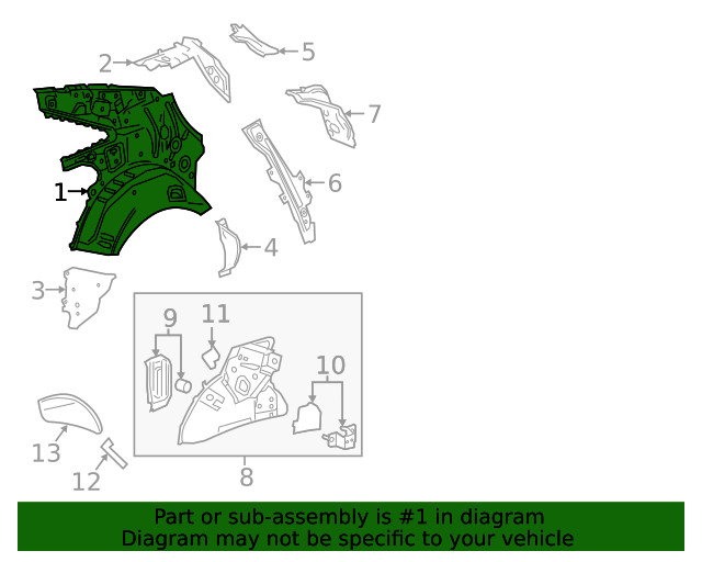 Genuine GM Passenger Side Inner Quarter Panel 23442188