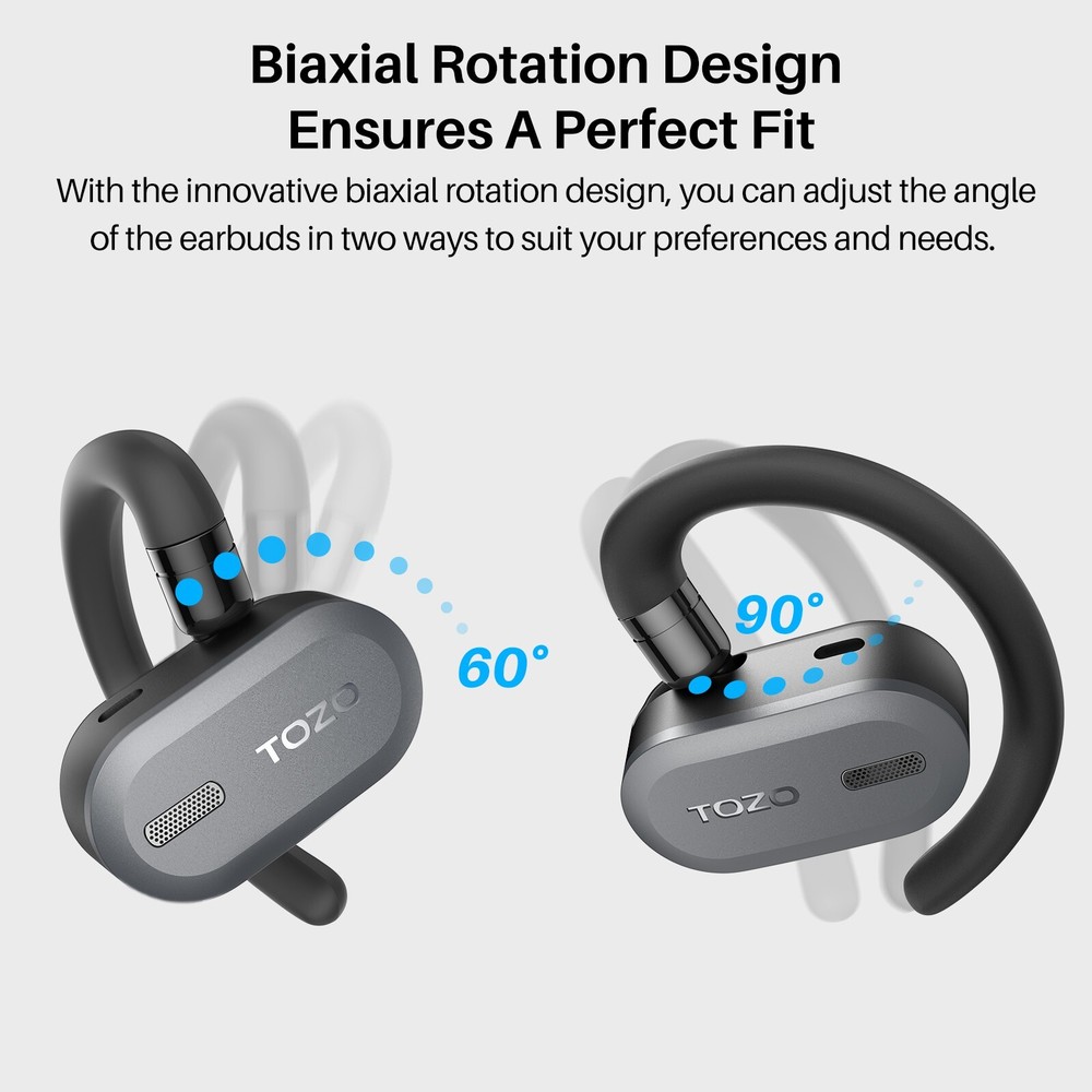 TOZO OpenBuds True Open Ear Wireless Earbuds Multi-Angle Adjustment Comfort