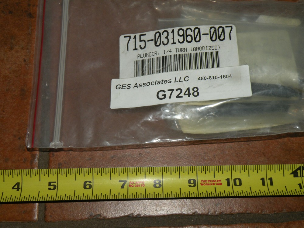 (1) LAM 715-031960-007 Plunger , 1/4 Turn Anodized  Cleaned