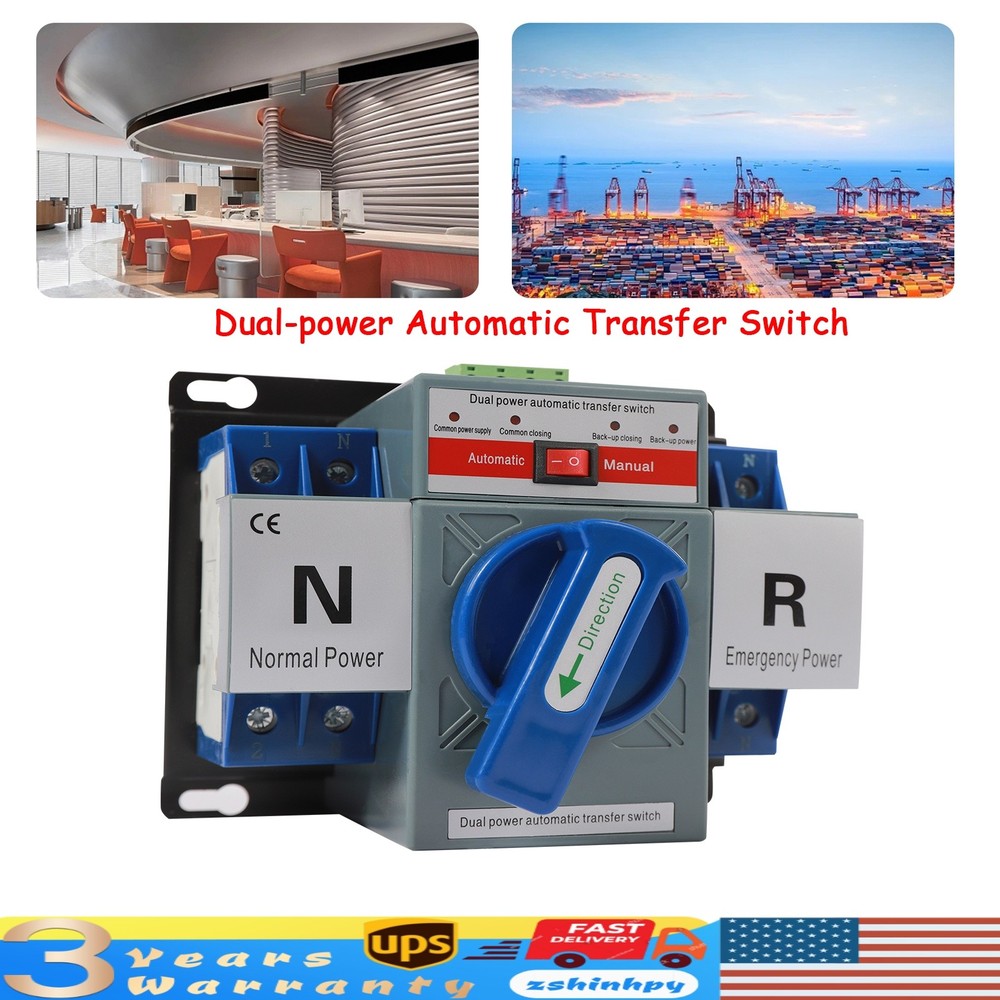 110V 2P 63A Dual Power Automatic Transfer Switches Self Cast Conversion Switch