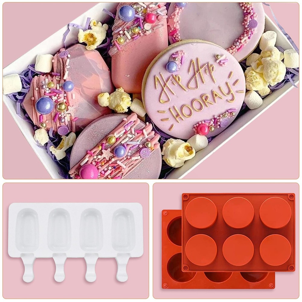 Heart Shaped Chocolate Mold Set Includes Round Cylinder Candy Mold,Cavities H...