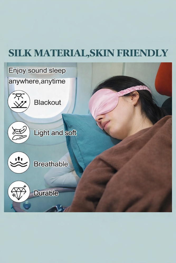 3 PACK Sleep Mask Silk Satin With Elastic Stretchy Strap Smooth Soft, PINK