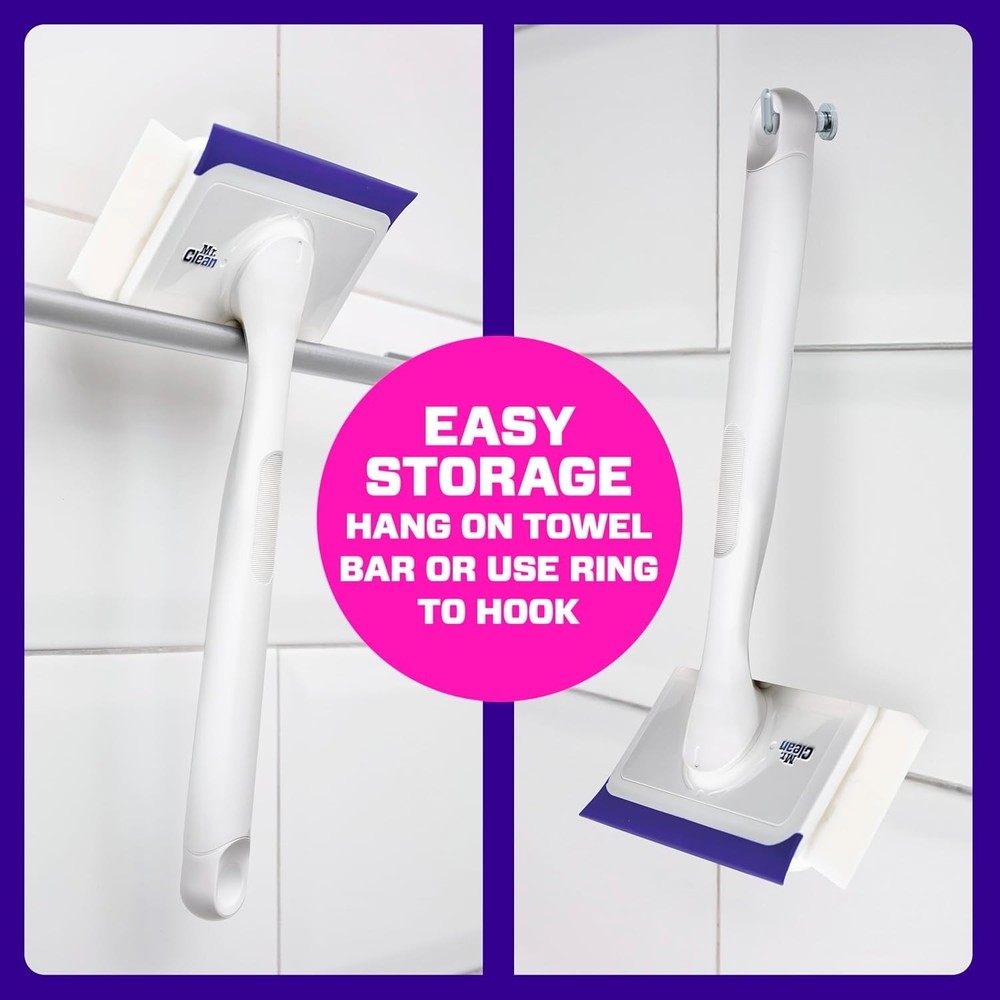 Mr. Clean Magic Eraser Shower & Tub Scrubber, 1 Device + 2 Refills, White