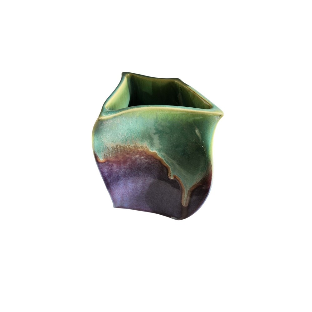 Abstract Shape Drip Vase Green and Purple