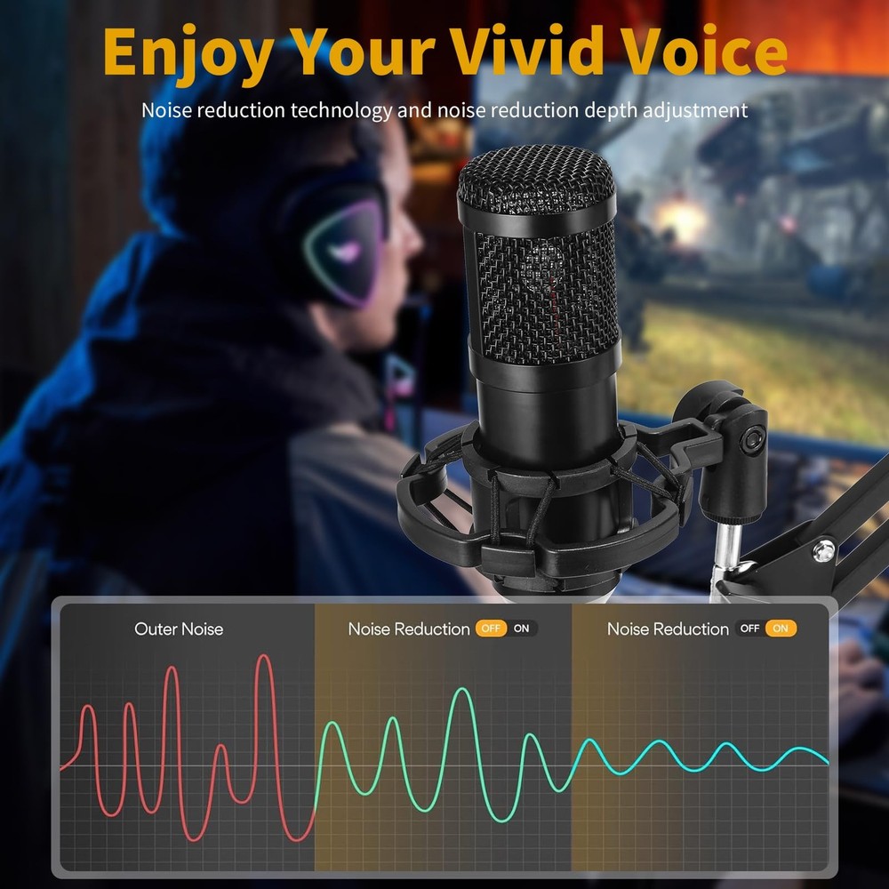 Condenser Microphone,Professional USB Microphone Plug & Play PC Computer Micr...