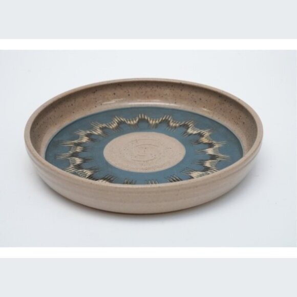 Vintage MCM Abstract Handcrafted Stoneware Studio Pottery Dish