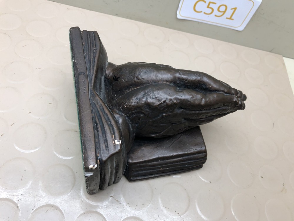 Vintage Chalkware Praying Hands Bookend