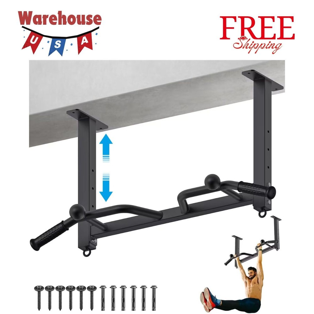 32" Ceiling Mounted Pull up Bar - Heavy Duty, Highly Adjustable, Multifunctional