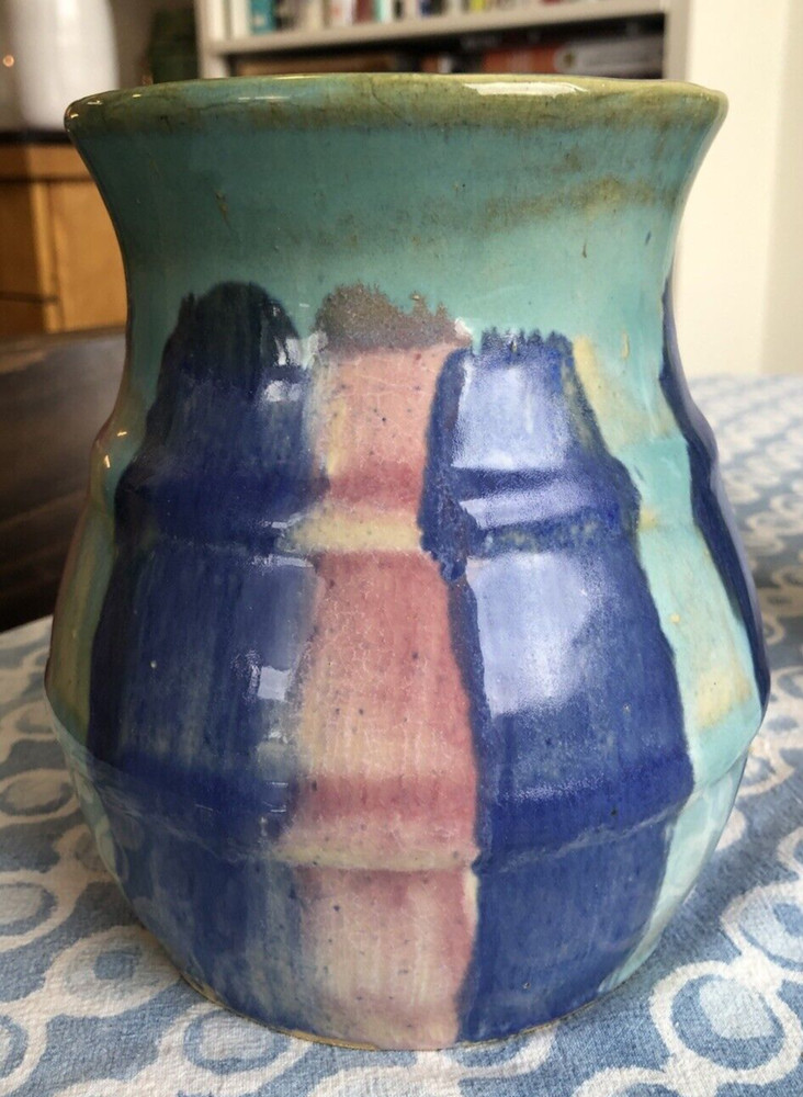 Handsome Hull Hand Painted Stoneware Vase