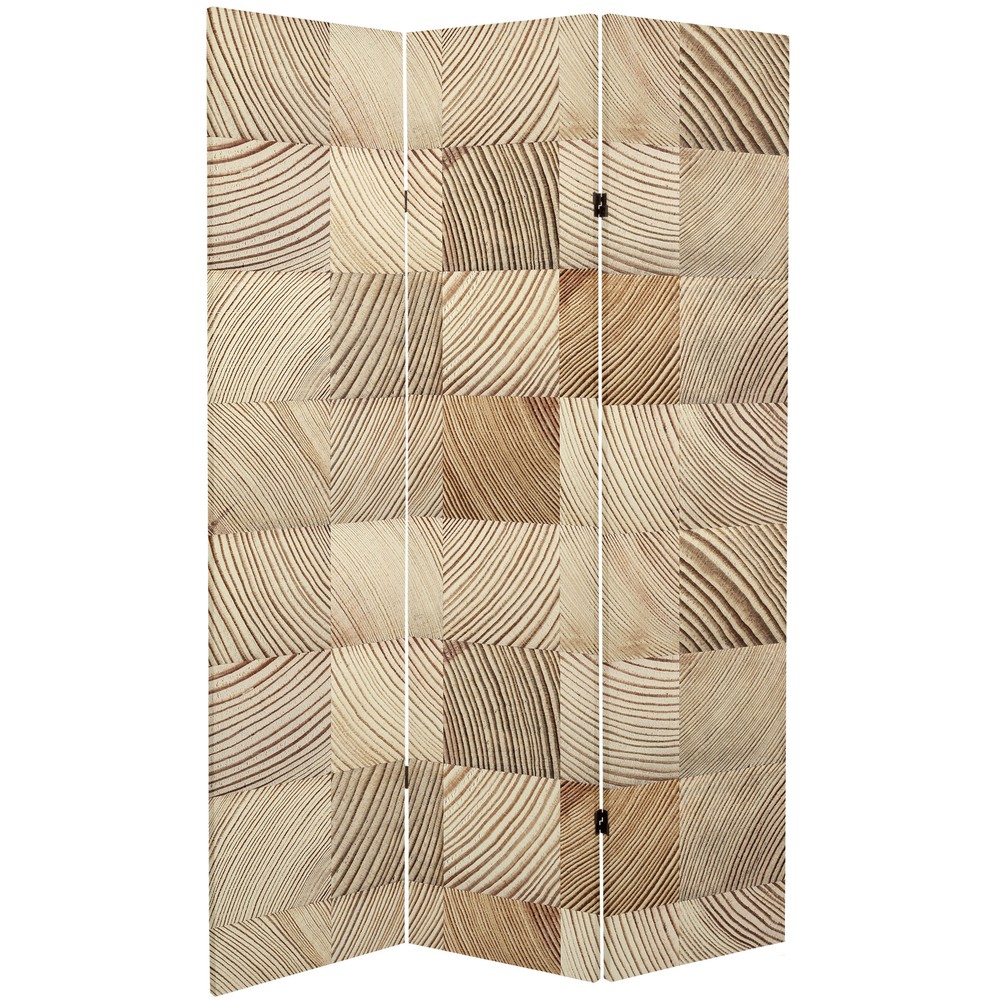 6 ft. Tall Double Sided Pale Wood Pattern Canvas Room Divider