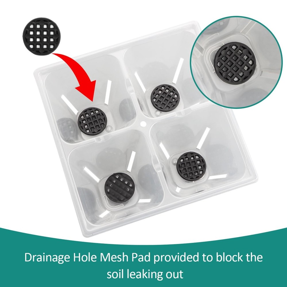 80 Pack Reusable 4-Cell Clear Seed Starter Trays - Extra Large Drainage Holes...