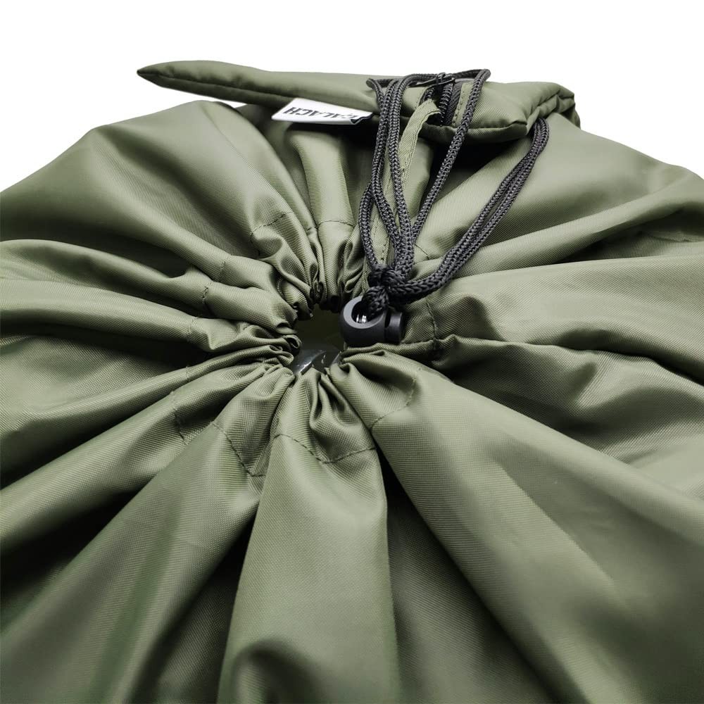 Laundry bag backpack 27x34 shoulder straps drawstring foldable military green