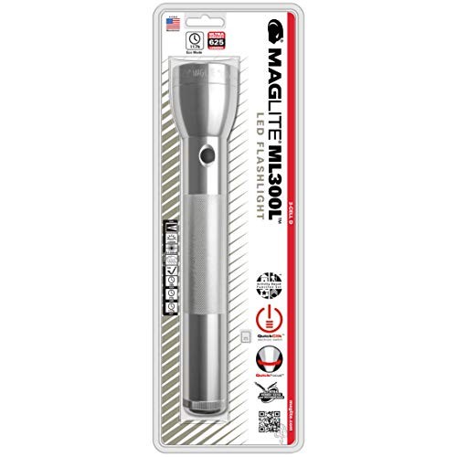 ML300L LED 3-Cell D Flashlight, Adjustable Focus, Long Battery Silver 3-D Cell