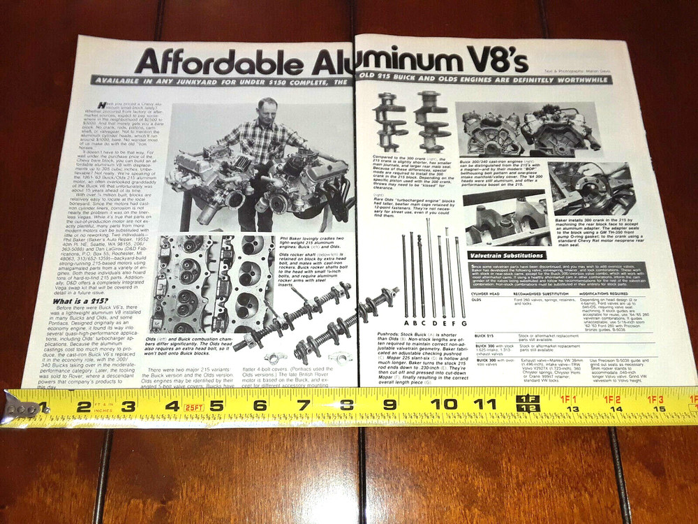 OLDSMOBILE / BUICK 215 ALUMINUM ENGINE ORIGINAL 1985 ARTICLE
