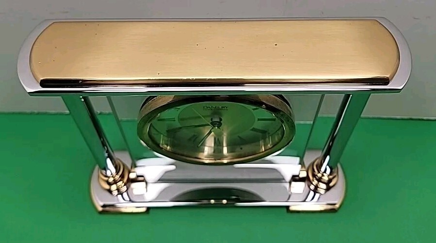 Danbury Clock Co. Solid Brass & Chrome Mantel Clock - 6.75" x 7.25"