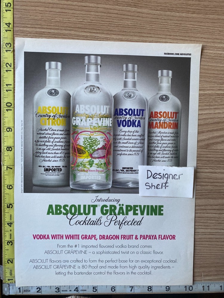 Absolut Vodka Grapevine 4 Bottle Scene 2012 Print Advertisement