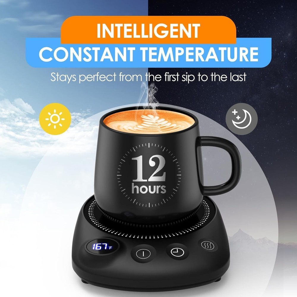 Smart Electric Beverage Warmer - 12H Timer, Auto Shut Off