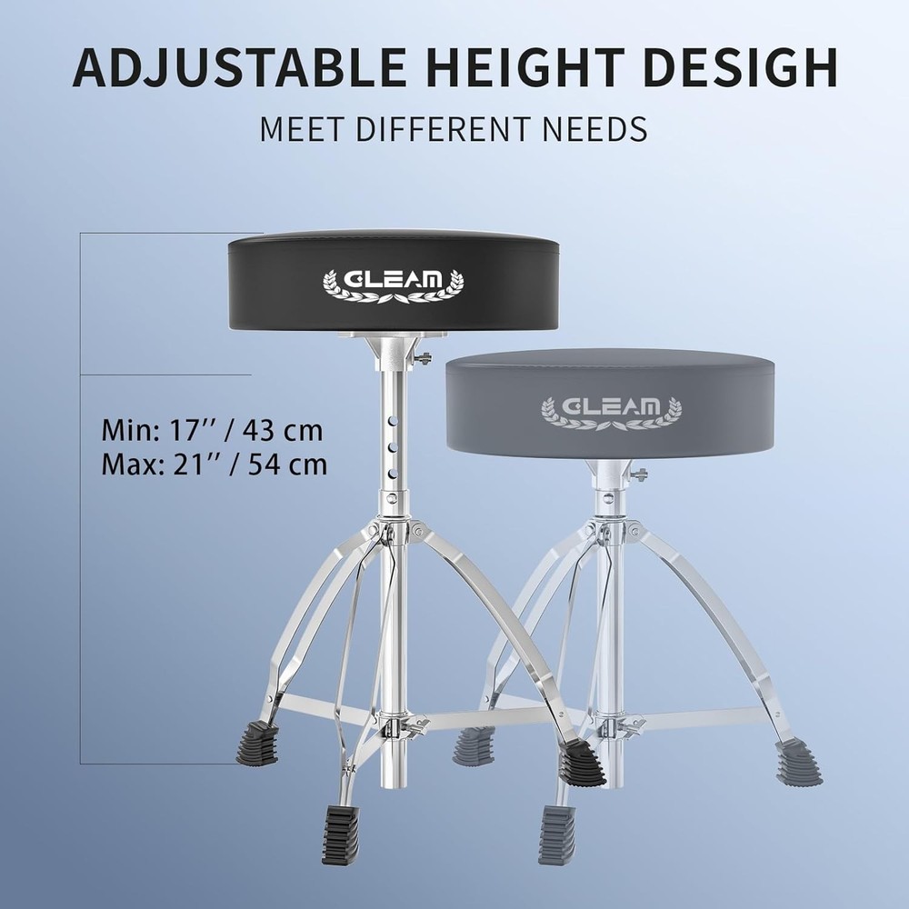 Universal Adjustable Drum Stool – Comfortable Memory Foam Seat up to 400 lbs